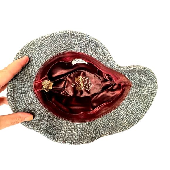 VINTAGE Wool Hat Men's L Handwoven Harris Tweed British‎ Blokecore England Fall - Picture 5 of 11